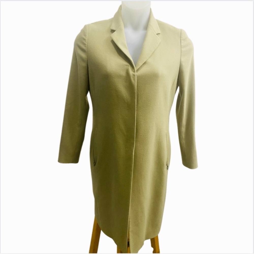 Anne Klein Tan Full Length Wool Blend Coat w/Zipper Pockets, Size 6